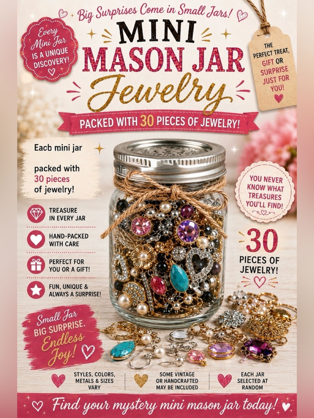 Mystery Jewelry Mason Jar – Treasure Hunt!  (NWOT)! ✨